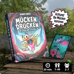 Mücken drücken Kartenspiel von Reiner Knizia – lustiges Denkspiel für 2-7 Spieler, 20 Min. Spielzeit, ab 7 Jahren