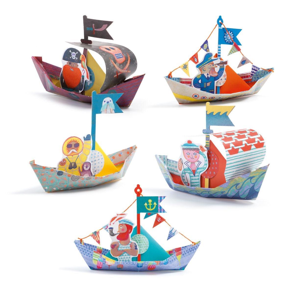 Origami Schiffe auf dem Wasser - www. kunstundspiel .de 08779