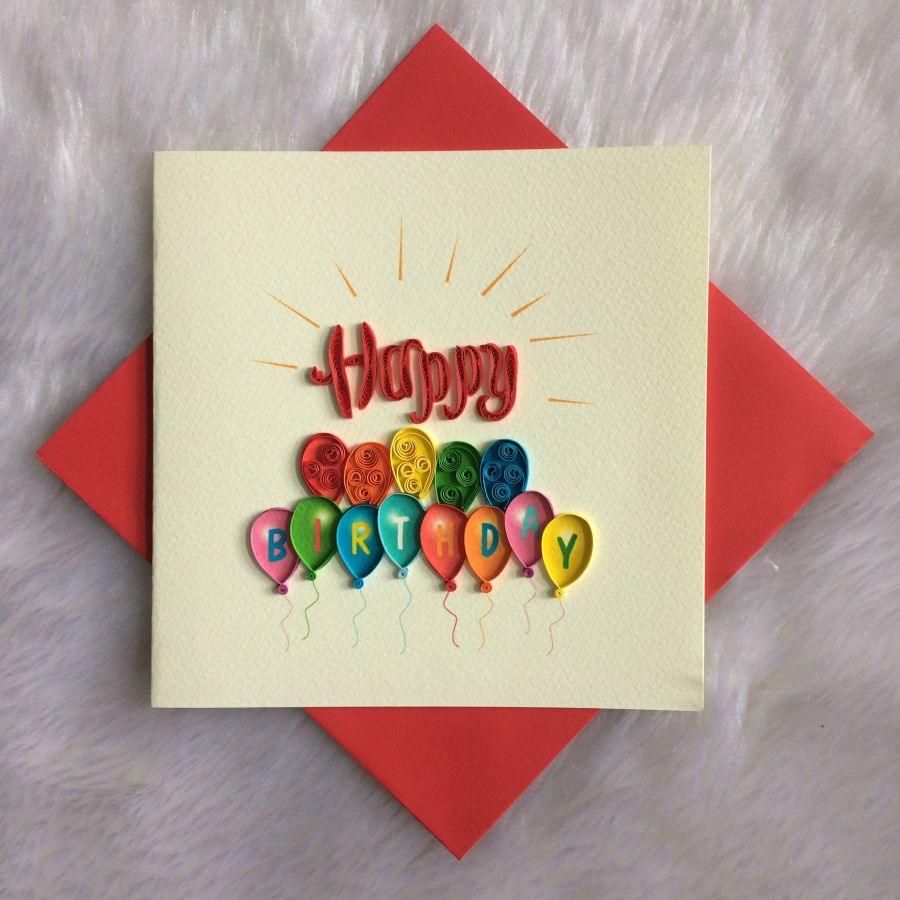 Origamo Karte - Happy Birthday Luftballons - www. kunstundspiel .de 78936
