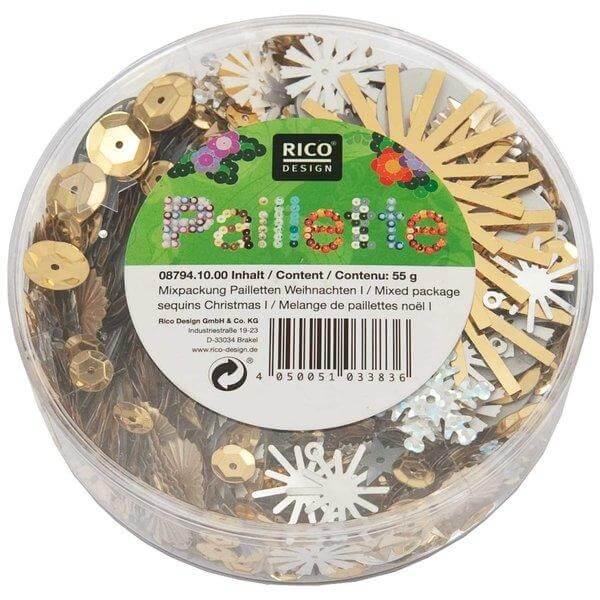 Pailletten Weihnachten 55g - gold-silber Rico