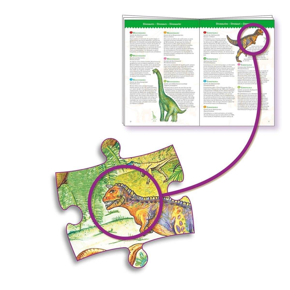 Puzzle 100 Teile - Dinosaurier 100 Teile + Buch Djeco