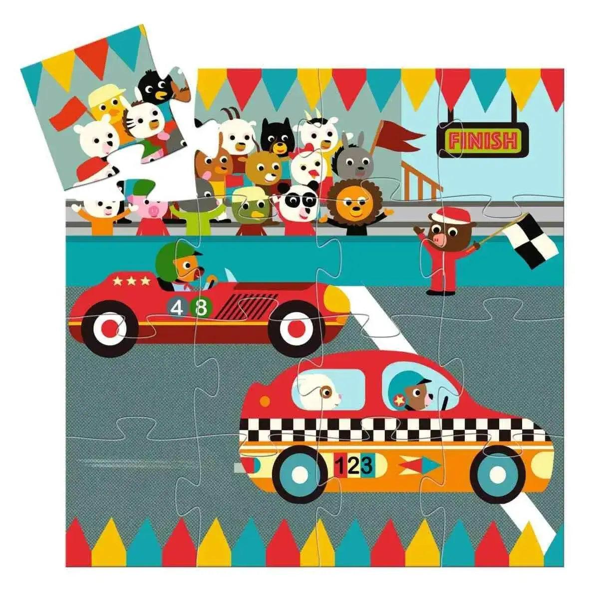 Puzzle 16 Teile - Das Rennauto Djeco