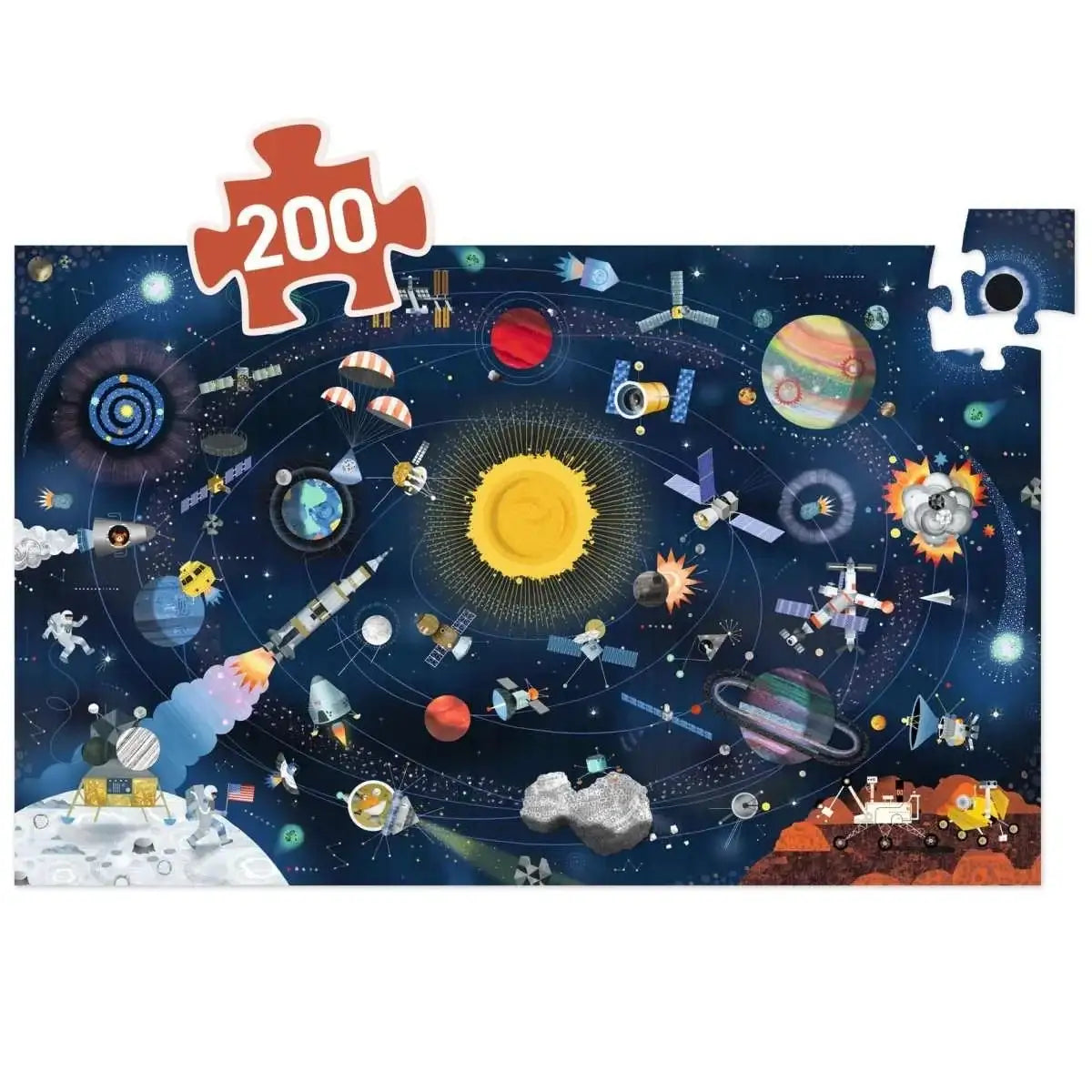 200-teiliges Weltraum-Puzzle mit Planeten, Raketen und Astronauten für Kinder