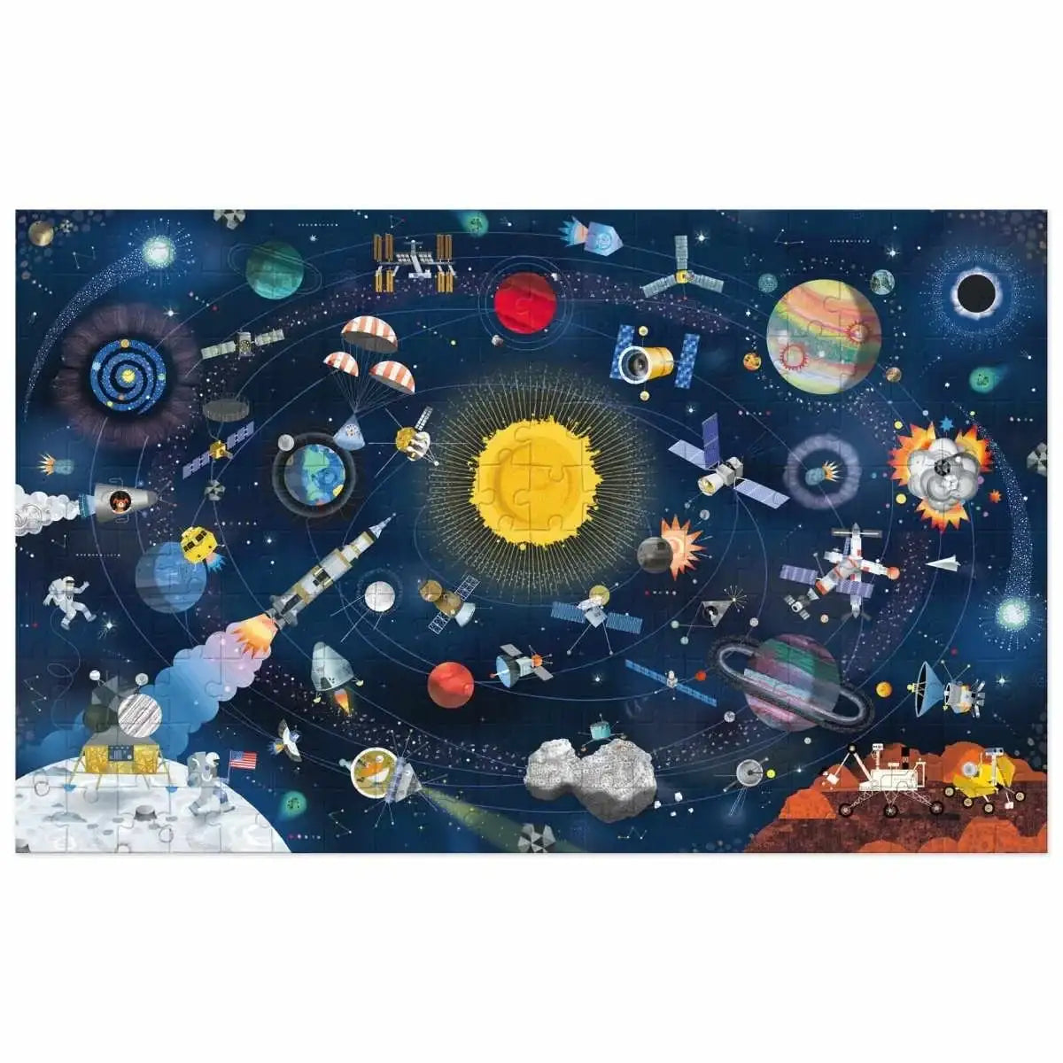 Bunter Weltraum-Puzzle mit Planeten, Raketen und Astronauten für Kinder – nachhaltiges Spielzeug