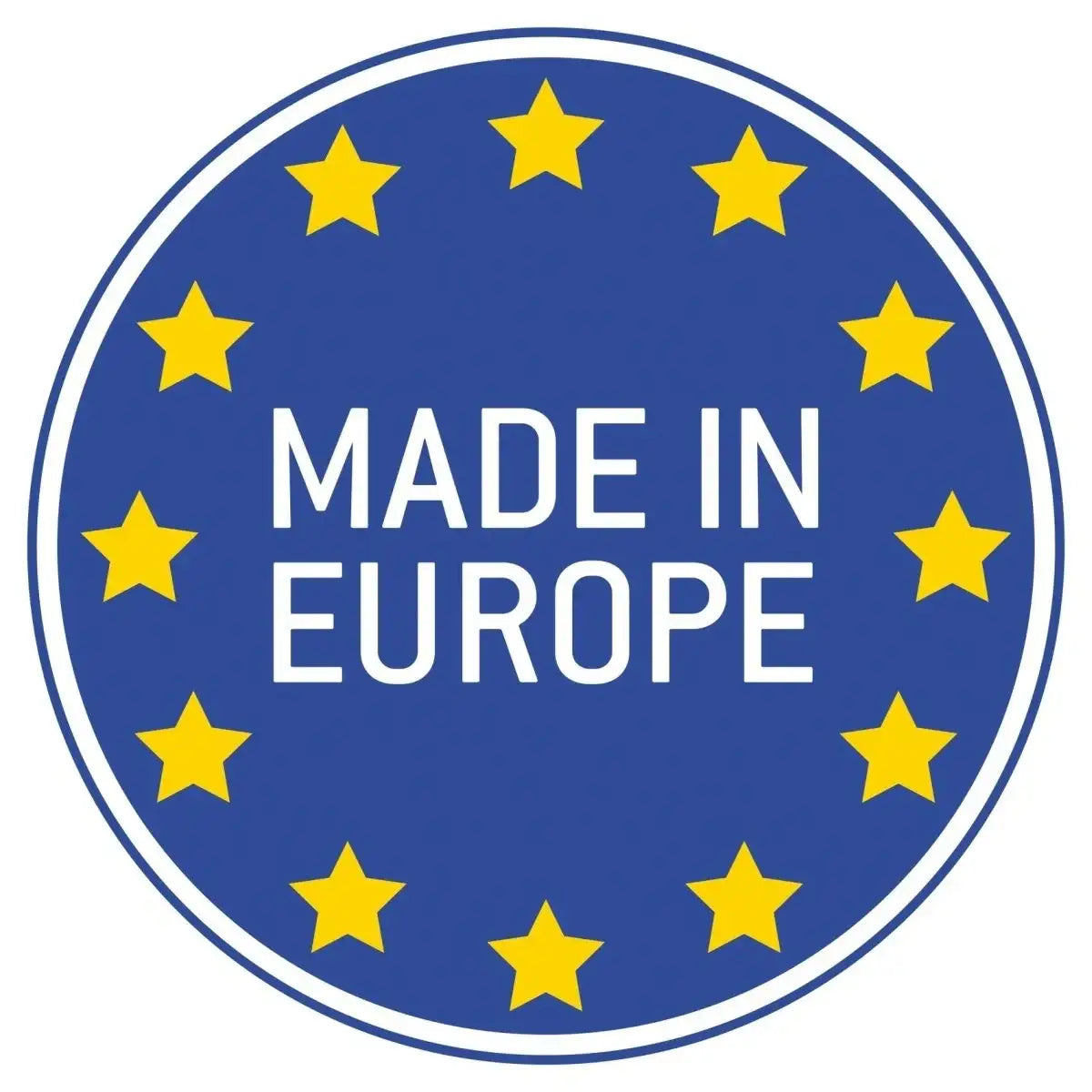 Made in Europe Logo mit gelben Sternen auf blauem Hintergrund – nachhaltiges Spielzeug aus Europa