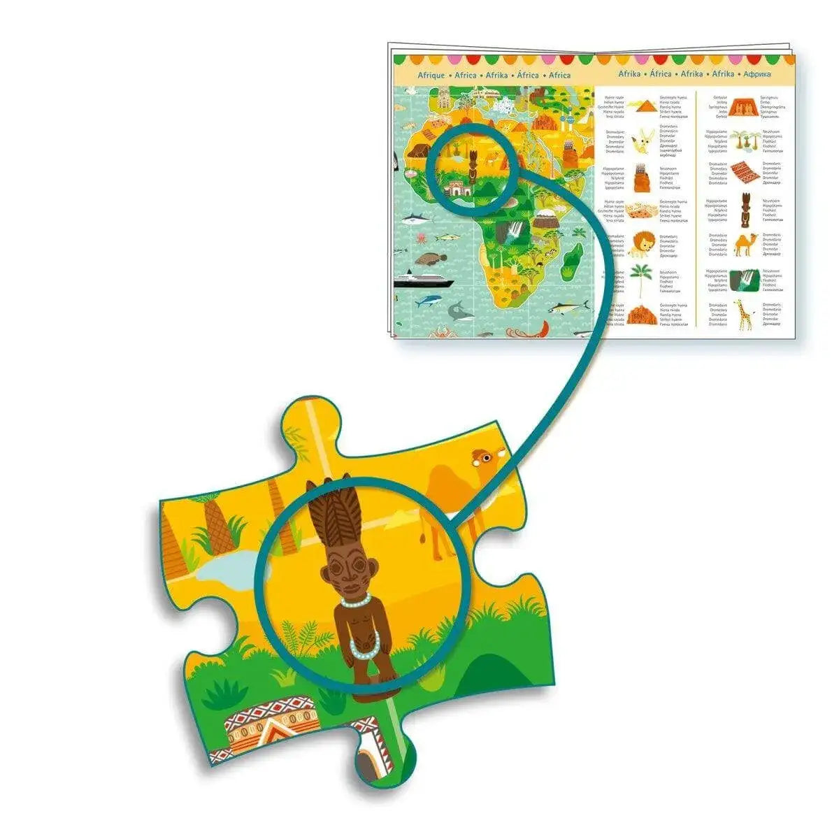 Puzzle 200 Teile - Weltreise Wimmelbild Djeco