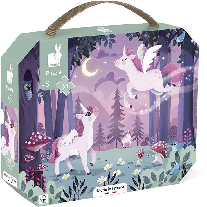Magisches Einhorn-Puzzle mit 54 Teilen, Waldmotiv, ab 5 Jahren, nachhaltig, Made in France
