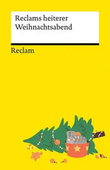 Buch Reclams heiterer Weihnachtsabend mit Illustration eines Weihnachtsbaums und einer Katze.