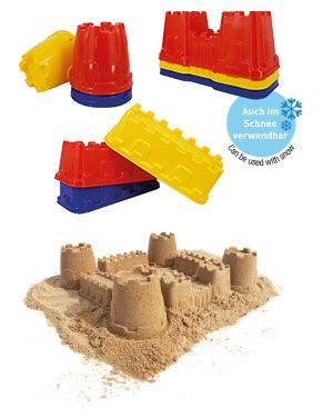 Sandform Burgturm (blau oder rot oder gelb) Spielstabil