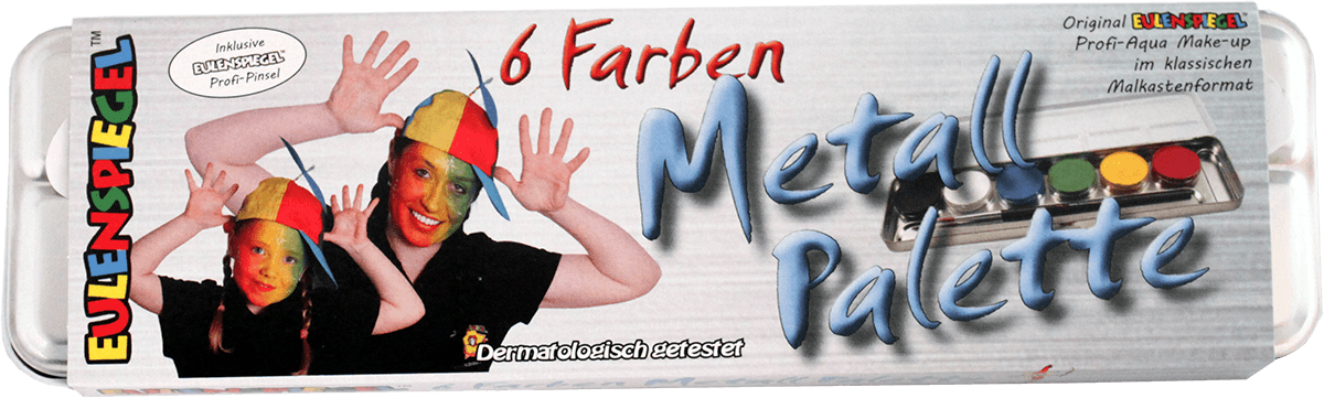 Schminkfarben 6er Metall-Palette Eulenspiegel