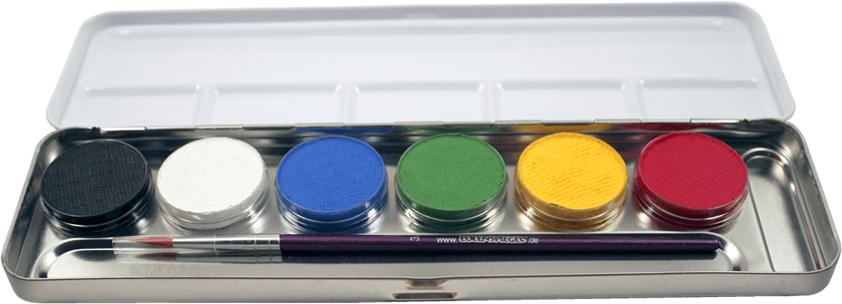 Schminkfarben 6er Metall-Palette Eulenspiegel