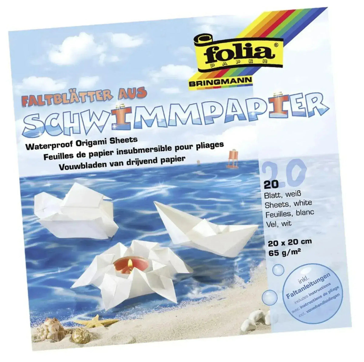 Schwimmpapier Faltblätter 20 Blatt inkl. Faltanleitung - 43200 Folia