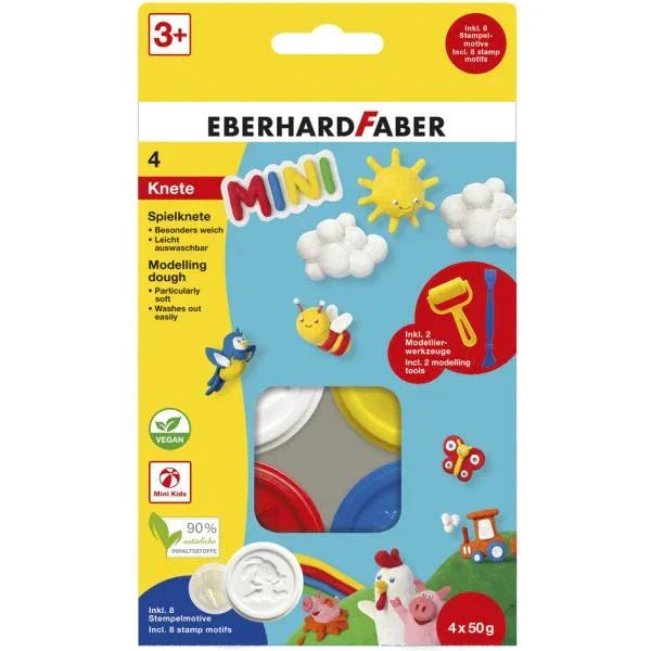 Spielknete mini 4 Knete mit 8 Stempelmotiven und Modellierwerkzeug - Eberhard Faber