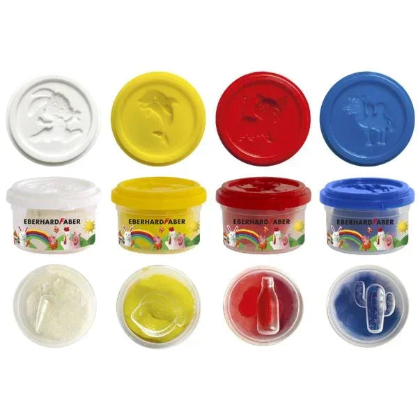 Spielknete mini 4 Knete mit 8 Stempelmotiven und Modellierwerkzeug - Eberhard Faber