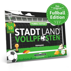 STADTLAND VOLLPFOSTEN Fußball Edition – Heimspiel Brettspiel mit Tor, Trikot & Pokal für Kinder ab 9 Jahren
