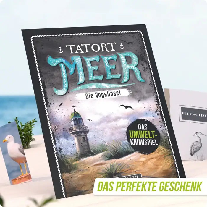 Meer-Umweltkrimispiel mit Leuchtturm und Möwen, perfektes Geschenk für Kinder