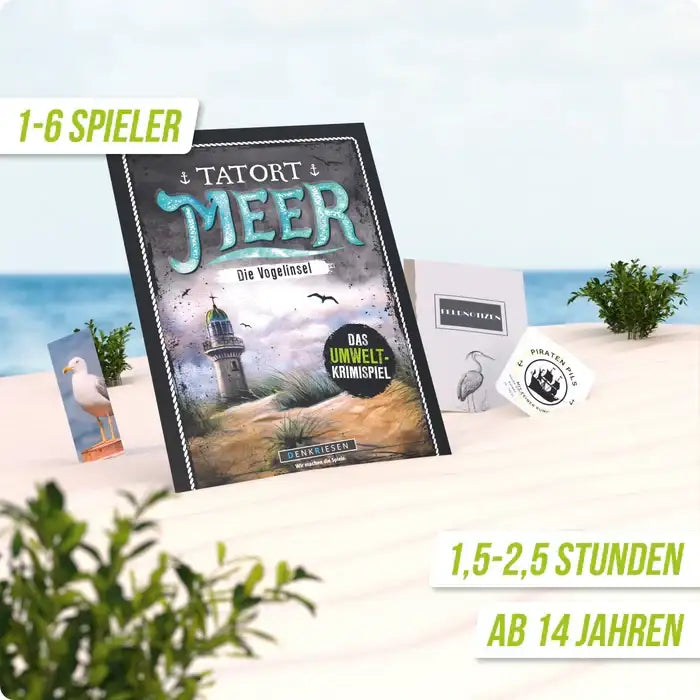 Tatort Meer: Umwelt-Krimispiel für 1-6 Spieler, ab 14 Jahren, 1,5-2,5 Stunden Spielzeit, Strand-Setting mit Leuchtturm