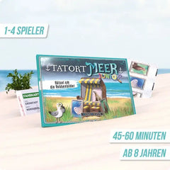 Tatort Meer Junior Spiel für 1-4 Spieler, ab 8 Jahren, 45-60 Minuten, Strand- und Robbenmotiv