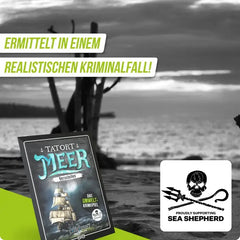 Tatort Meer: Umwelt-Krimispiel mit Piratenschiff auf Strand, realistischer Kriminalfall für Kinder