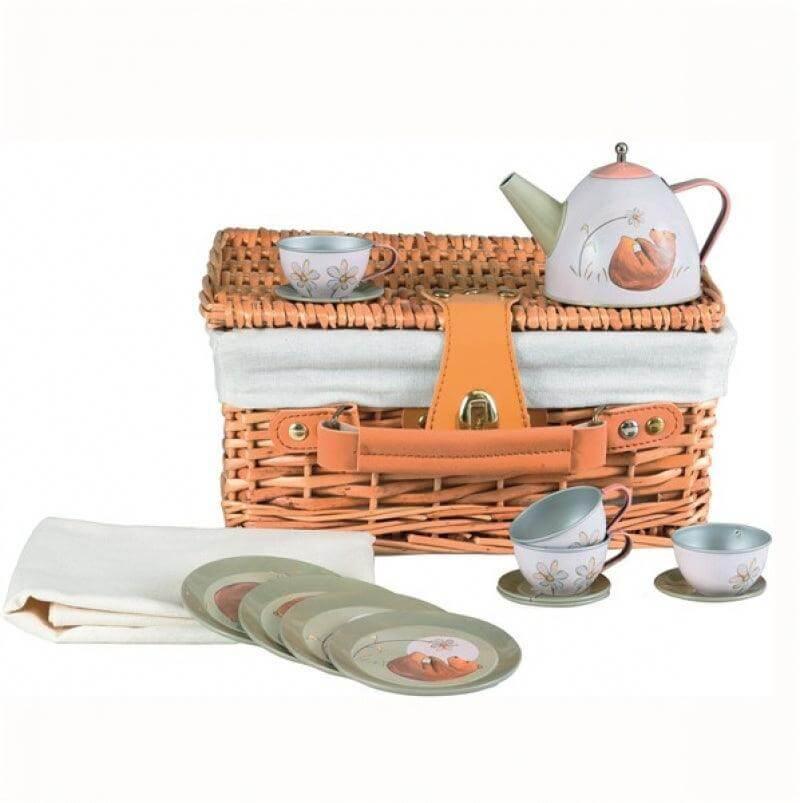 Tee Service aus Blech im Picknickkorb Egmont