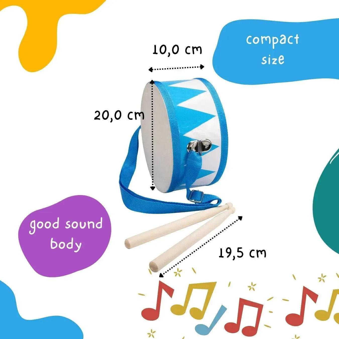 Trommel blau weiß aus Holz Kindertrommel - 3845 Gico