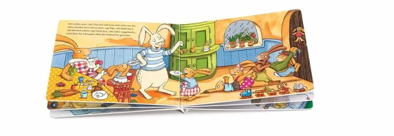 Wenn sieben grummelige Hasen quietschvergnügt durch Pfützen rasen - 9783789104640 Oetinger Verlag