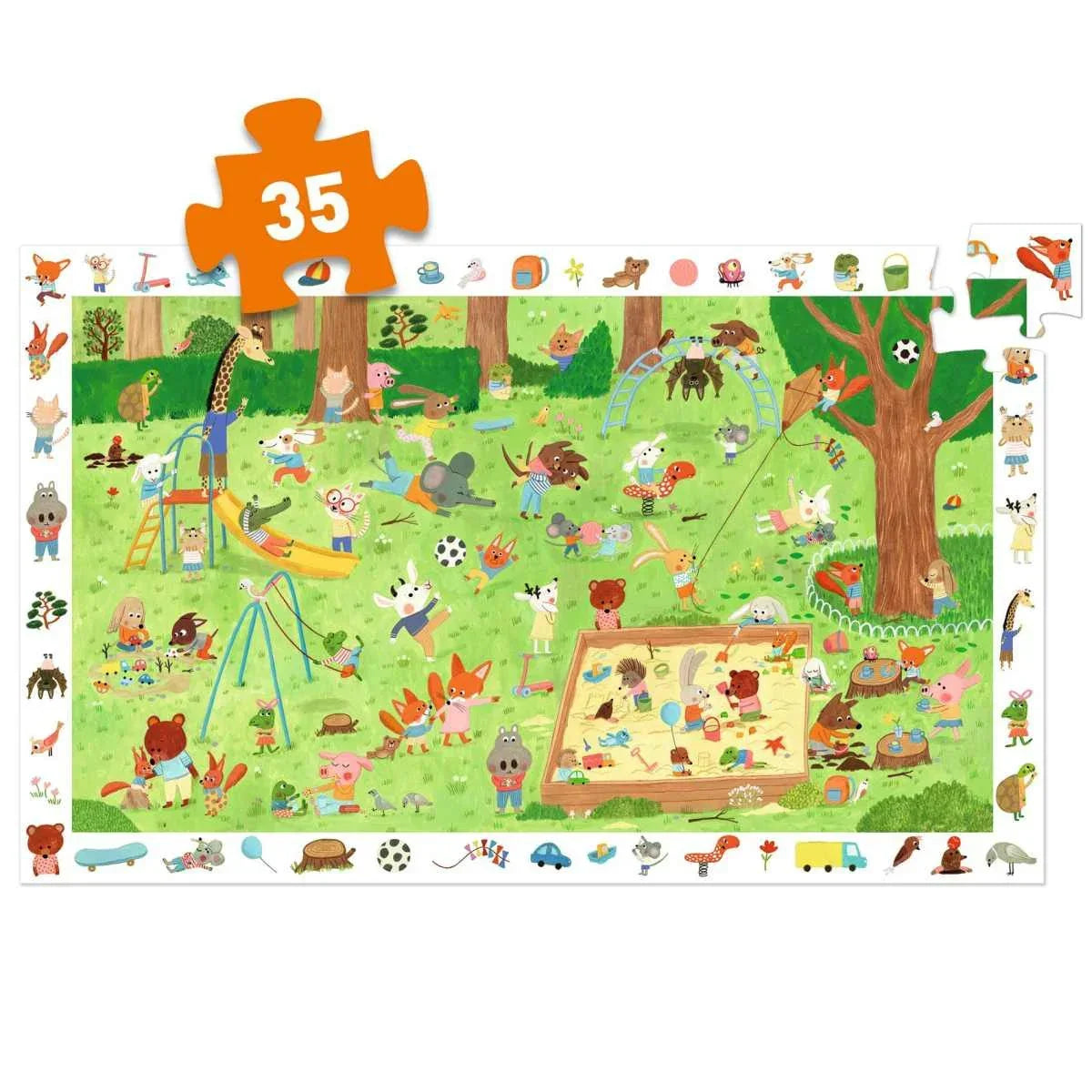 Wimmelpuzzle Garten der kleinen Freunde 35 Teile - Djeco